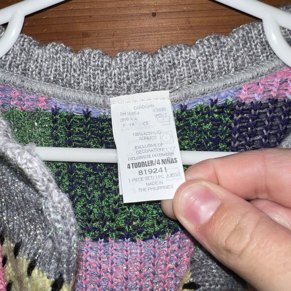 b.t. Kids Colorful Patch Sweater With Shirt Set 4T - Picture 8 of 9